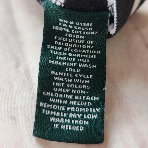 Lauren Ralph Lauren 3/4 Sleeve Henley Shirt Black White Stripe | Women's Size L - Picture 7 of 8